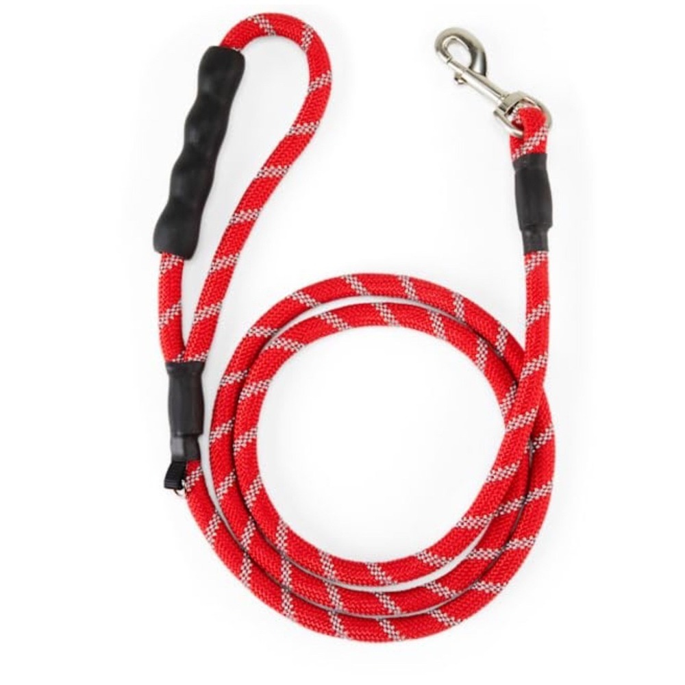 Braided Rope Dog Leash Youly 6 FT Red Reflective Soft Comfort Grip Snap New